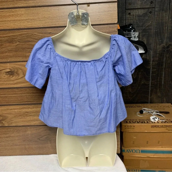 Express size small petite cropped top blue/white striped bra included - Picture 4 of 7